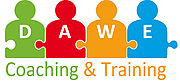 DAWE Coaching und Training Logo mit farbigen Puzzle Figuren als Partner im Weiterbildungsbereich – TASys